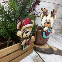 Load image into Gallery viewer, Bear Christmas Mug Hugger File SVG, Glowforge Tiered Tray, Santa, Rudolph, Reindeer, Teddy, Tray Decor, Holiday, Topper, LuckyHeartDesignsCo