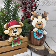 Load image into Gallery viewer, Bear Christmas Mug Hugger File SVG, Glowforge Tiered Tray, Santa, Rudolph, Reindeer, Teddy, Tray Decor, Holiday, Topper, LuckyHeartDesignsCo