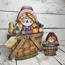 Load image into Gallery viewer, Scarecrow Pair Fall For The Flower Basket Interchangeable File SVG, TINY Leaves Pumpkin Farm, Tiered Tray, Glowforge, LuckyHeartDesignsCo