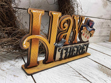 Load image into Gallery viewer, Hay There Scarecrow Shelf Sitter Standing File SVG, Glowforge Pumpkin Farm Girl, Boy, Autumn, Gourd, Decor, Tiered Tray, LuckyHeartDesignsCo