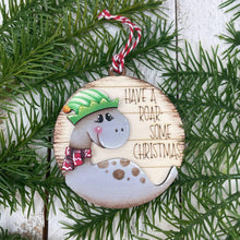 Load image into Gallery viewer, Christmas Dinosaur Ornament File SVG, Glowforge, T-rex, Triceratops, Brachiosaurus, Santa, Elf, Dino, LuckyHeartDesignsCo