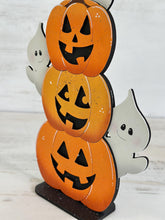 Load image into Gallery viewer, Cute Halloween Ghost Stacking Pumpkin Standing File SVG, Jack-o-lantern, Trick Or Treat Tiered Tray Glowforge, LuckyHeartDesignsCo