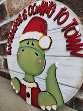 Load image into Gallery viewer, Christmas Dinosaur Santa Door Hanger File SVG, Glowforge, Brachiosaurus, Cute, Rudolph, Christmas, LuckyHeartDesignsCo