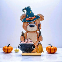 Load image into Gallery viewer, Bear Halloween Standing File SVG, Pumpkin, Witch, Jack-o-lantern, Farm, Woodland Tiered Tray Glowforge, LuckyHeartDesignsCo