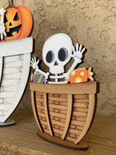 Load image into Gallery viewer, Cute Skeleton For The Flower Basket Interchangeable File SVG, TINY, Halloween, Skull Jack-O-Lantern Pumpkins, Glowforge, LuckyHeartDesignsCo