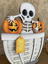 Load image into Gallery viewer, Cute Skeleton For The Flower Basket Interchangeable File SVG, TINY, Halloween, Skull Jack-O-Lantern Pumpkins, Glowforge, LuckyHeartDesignsCo