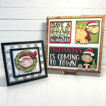 Load image into Gallery viewer, Christmas Dinosaur Interchangeable Leaning Sign File SVG, Dino, Brachiosaurus, T-rex Tree, Cute, Glowforge, Santa, LuckyHeartDesignsCO