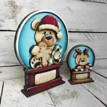 Load image into Gallery viewer, Bear Christmas Snow Globe Interchangeable File SVG, TINY, Teddy, Reindeer, Rudolph, Glowforge, Santa, Tiered Tray LuckyHeartDesignsCo