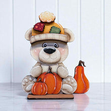 Load image into Gallery viewer, Bear Fall Pumpkin Standing File SVG, Leaves, Autumn, Farm, Sweater Weather, Tiered Tray Glowforge, LuckyHeartDesignsCo
