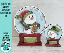 Load image into Gallery viewer, Snowman Cute Christmas Snow Globe Interchangeable File SVG, TINY, Rudolph, Glowforge,Santa elf Frosty Winter Tiered Tray LuckyHeartDesignsCo