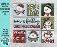 Load image into Gallery viewer, Snowman Cute Christmas Interchangeable Leaning Sign File SVG, Glowforge Rudolph Snowmen, Santa, Winter, Reindeer, Santa, LuckyHeartDesignsCO