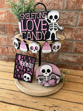 Load image into Gallery viewer, Skeleton Halloween Tiered Tray File SVG, Tier Tray, Boo, Spooky, Candy, Trick or Treat, Glowforge Laser, LuckyHeartDesignsCo