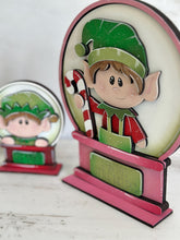 Load image into Gallery viewer, Elves Cute Christmas Snow Globe Interchangeable File SVG, TINY, Glowforge, Elf, Helpers, Santa, Tiered Tray LuckyHeartDesignsCo