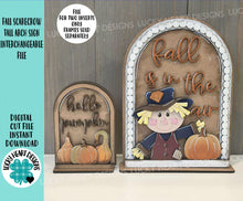 Load image into Gallery viewer, Fall Scarecrow Tall Arch Sign Interchangeable File SVG, TINY, INSERT only Pumpkin Glowforge, Holiday, Tiered Tray LuckyHeartDesignsCo