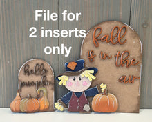 Load image into Gallery viewer, Fall Scarecrow Tall Arch Sign Interchangeable File SVG, TINY, INSERT only Pumpkin Glowforge, Holiday, Tiered Tray LuckyHeartDesignsCo