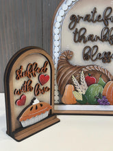 Load image into Gallery viewer, Thanksgiving Tall Arch Sign Interchangeable File SVG, TINY, INSERT only Pie, Pumpkin Glowforge, Holiday, Tiered Tray LuckyHeartDesignsCo