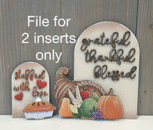 Load image into Gallery viewer, Thanksgiving Tall Arch Sign Interchangeable File SVG, TINY, INSERT only Pie, Pumpkin Glowforge, Holiday, Tiered Tray LuckyHeartDesignsCo