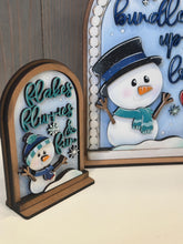 Load image into Gallery viewer, Winter Snowman Tall Arch Sign Interchangeable File SVG, TINY, INSERT only Snowmen Frosty Glowforge, Holiday, Tiered Tray LuckyHeartDesignsCo