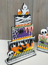 Load image into Gallery viewer, Halloween Cake Stand Interchangeable File SVG, (Cakes ONLY) Skull, Candy Corn, Mummy Glowforge, Holiday, Tiered Tray LuckyHeartDesignsCo