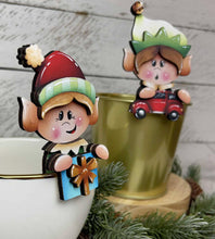 Load image into Gallery viewer, Elves Christmas Mug Hugger File SVG, Glowforge Tiered Tray, Elf, Santa, Present, Tray Decor, Holiday, Topper, LuckyHeartDesignsCo