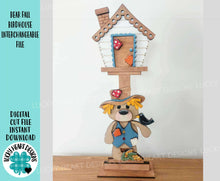 Load image into Gallery viewer, Bear Fall Birdhouse Interchangeable File SVG, Glowforge, Corn, Leaves, Leaf, Scarecrow, Pumpkin, Holiday Shapes, LuckyHeartDesignsCo