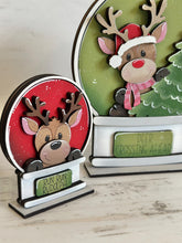 Load image into Gallery viewer, Reindeer Cute Christmas Snow Globe Interchangeable File SVG, TINY, Rudolph, Glowforge, Santa, Tiered Tray LuckyHeartDesignsCo