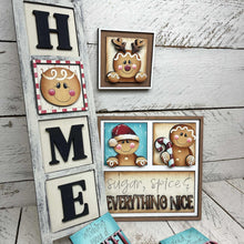 Load image into Gallery viewer, Gingerbread Cute Christmas MINI Interchangeable Leaning Sign File SVG, Rudolph, Reindeer Cookie Santa Tiered Glowforge LuckyHeartDesignsCo