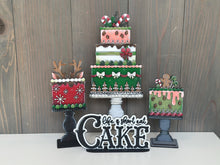 Load image into Gallery viewer, Christmas Cake Stand Interchangeable File SVG, (Cakes ONLY) Santa, Reindeer, Candy Cane Glowforge, Holiday, Tiered Tray LuckyHeartDesignsCo