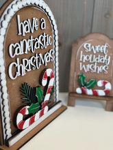 Load image into Gallery viewer, Christmas Candy Cane Tall Arch Sign Interchangeable File SVG, TINY, INSERT only, Holly, Glowforge, Holiday, Tiered Tray LuckyHeartDesignsCo