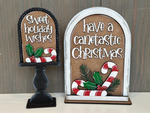 Load image into Gallery viewer, Christmas Candy Cane Tall Arch Sign Interchangeable File SVG, TINY, INSERT only, Holly, Glowforge, Holiday, Tiered Tray LuckyHeartDesignsCo