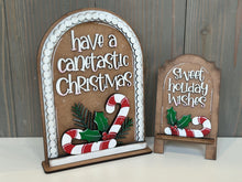 Load image into Gallery viewer, Christmas Candy Cane Tall Arch Sign Interchangeable File SVG, TINY, INSERT only, Holly, Glowforge, Holiday, Tiered Tray LuckyHeartDesignsCo