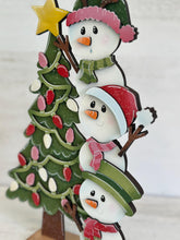 Load image into Gallery viewer, Snowman Cute Christmas Tree Standing File SVG, Rudolph, Santa, Winter, Snowmen, Elf, Present, Reindeer, Glowforge, LuckyHeartDesignsCo