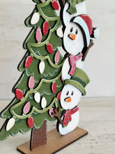 Load image into Gallery viewer, Snowman Cute Christmas Tree Standing File SVG, Rudolph, Santa, Winter, Snowmen, Elf, Present, Reindeer, Glowforge, LuckyHeartDesignsCo