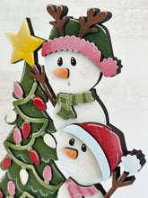 Load image into Gallery viewer, Snowman Cute Christmas Tree Standing File SVG, Rudolph, Santa, Winter, Snowmen, Elf, Present, Reindeer, Glowforge, LuckyHeartDesignsCo