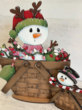 Load image into Gallery viewer, Snowman Cute Christmas For The Flower Basket Interchangeable File SVG, TINY Santa Tree Lights Tiered Tray, Glowforge, LuckyHeartDesignsCo