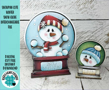 Load image into Gallery viewer, Snowman Cute Winter Snow Globe Interchangeable File SVG, Glowforge, TINY, Snowmen, Frosty Snowflake, Tiered Tray LuckyHeartDesignsCo