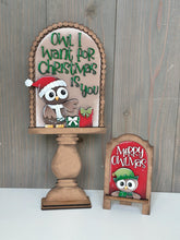Load image into Gallery viewer, Owl Cute Christmas Tall Arch Sign Interchangeable File SVG, TINY, INSERT only, Santa, Glowforge, Holiday, Tiered Tray LuckyHeartDesignsCo