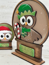 Load image into Gallery viewer, Owl Cute Christmas Snow Globe Interchangeable File SVG, TINY, Presents, Santa, Candy Cane, Glowforge, Santa, Tiered Tray LuckyHeartDesignsCo