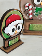 Load image into Gallery viewer, Owl Cute Christmas Snow Globe Interchangeable File SVG, TINY, Presents, Santa, Candy Cane, Glowforge, Santa, Tiered Tray LuckyHeartDesignsCo