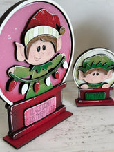 Load image into Gallery viewer, Elves Cute Christmas Snow Globe Interchangeable File SVG, TINY, Glowforge, Elf, Helpers, Santa, Tiered Tray LuckyHeartDesignsCo