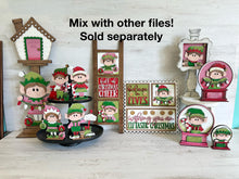 Load image into Gallery viewer, Elves Cute Christmas Snow Globe Interchangeable File SVG, TINY, Glowforge, Elf, Helpers, Santa, Tiered Tray LuckyHeartDesignsCo