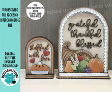 Load image into Gallery viewer, Thanksgiving Tall Arch Sign Interchangeable File SVG, TINY, INSERT only Pie, Pumpkin Glowforge, Holiday, Tiered Tray LuckyHeartDesignsCo