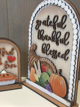 Load image into Gallery viewer, Thanksgiving Tall Arch Sign Interchangeable File SVG, TINY, INSERT only Pie, Pumpkin Glowforge, Holiday, Tiered Tray LuckyHeartDesignsCo