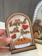 Load image into Gallery viewer, Thanksgiving Tall Arch Sign Interchangeable File SVG, TINY, INSERT only Pie, Pumpkin Glowforge, Holiday, Tiered Tray LuckyHeartDesignsCo