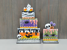 Load image into Gallery viewer, Halloween Cake Stand Interchangeable File SVG, (Cakes ONLY) Skull, Candy Corn, Mummy Glowforge, Holiday, Tiered Tray LuckyHeartDesignsCo