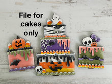 Load image into Gallery viewer, Halloween Cake Stand Interchangeable File SVG, (Cakes ONLY) Skull, Candy Corn, Mummy Glowforge, Holiday, Tiered Tray LuckyHeartDesignsCo