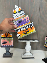 Load image into Gallery viewer, Halloween Cake Stand Interchangeable File SVG, (Cakes ONLY) Skull, Candy Corn, Mummy Glowforge, Holiday, Tiered Tray LuckyHeartDesignsCo