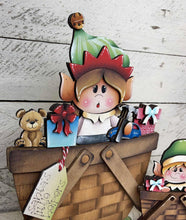 Load image into Gallery viewer, Elves Cute Christmas For The Flower Basket Interchangeable File SVG, TINY Santa Elf Tiered Tray, Glowforge, LuckyHeartDesignsCo