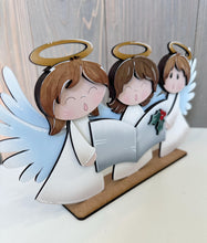 Load image into Gallery viewer, Angels Carol Christmas Standing File SVG, Glowforge Singing, Church, Religious, Christian, Tiered Tray, Holiday, LuckyHeartDesignsCo