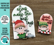 Load image into Gallery viewer, Christmas Elf Tall Arch Sign Interchangeable File SVG, TINY, INSERT only Rudolph, Santa, Glowforge, Holiday, Tiered Tray LuckyHeartDesignsCo